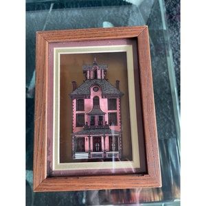 CHRIS HOBBS DESIGNS Pink Victorian Home House 3D Art Shadow Box Wood Frame
